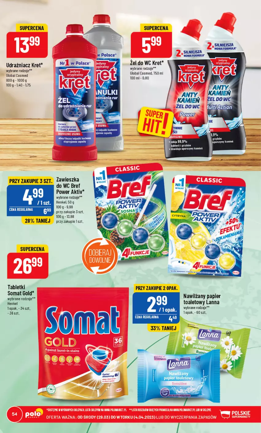 Gazetka promocyjna PoloMarket - Gazetka pomocyjna - ważna 29.03 do 04.04.2023 - strona 54 - produkty: Bref, Kret, Papier, Zawieszka do wc