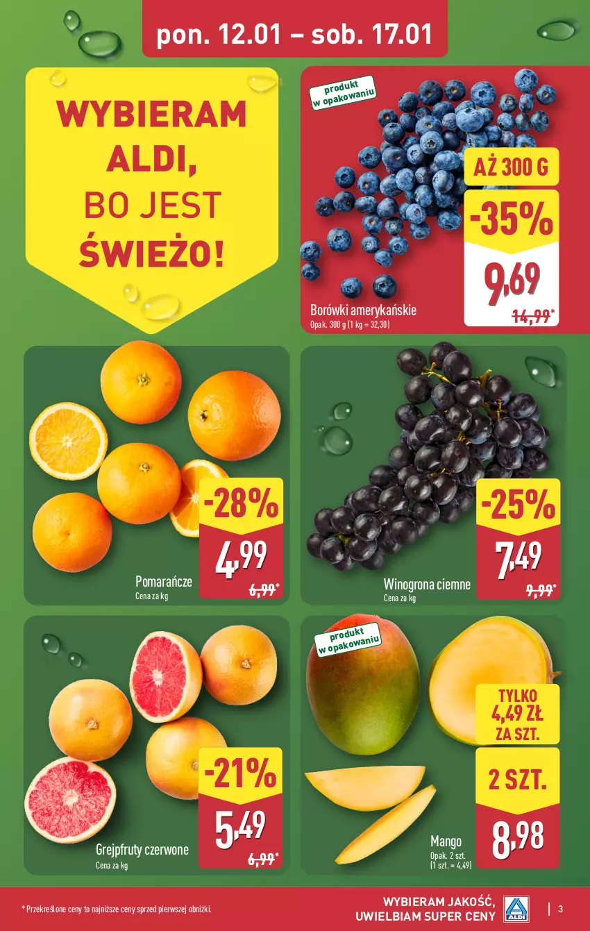 Gazetka promocyjna Aldi - Pełna oferta - ważna 12.11.2026 do 17.01.2027 - strona 3 - produkty: Grejpfrut, Mango, Pomarańcze, Wino, Winogrona