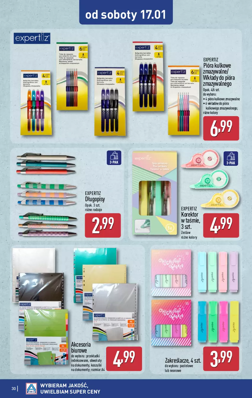 Gazetka promocyjna Aldi - Pełna oferta - ważna 12.11.2026 do 17.01.2027 - strona 30 - produkty: Biuro, Długopis, Kosz, Pióra kulkowego