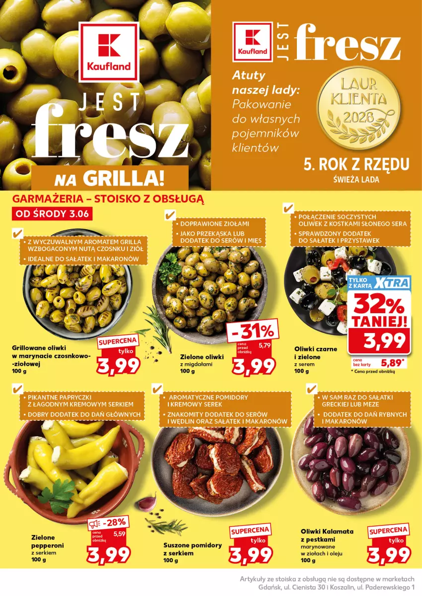 Gazetka promocyjna Kaufland - Mocny Start - ważna 08.06 do 10.06.2026 - strona 16 - produkty: Grill, Makaron, Olej, Oliwki, Oliwki czarne, Pojemnik, Pomidory, Sałat, Ser, Serek, Suszone pomidory