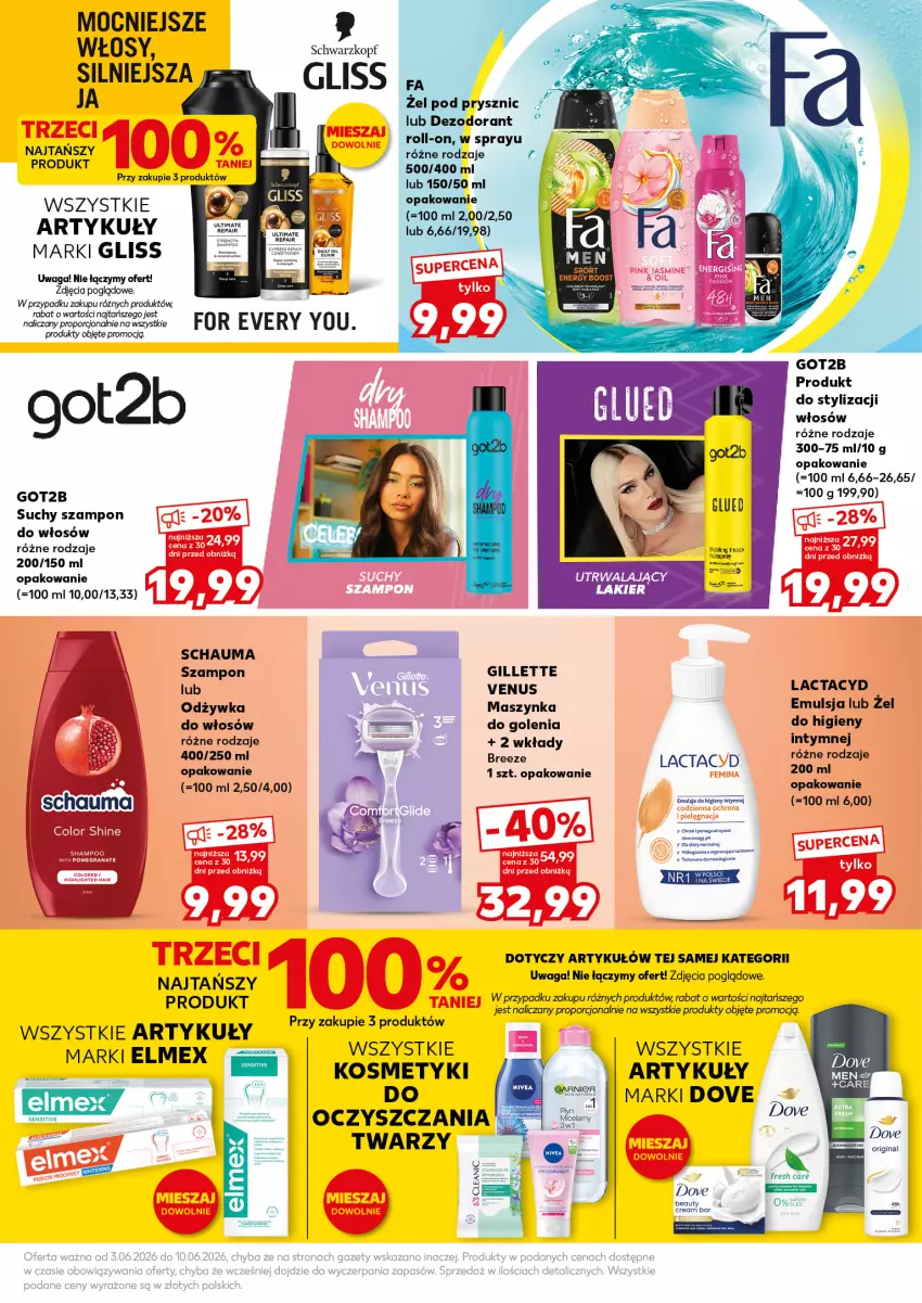 Gazetka promocyjna Kaufland - Mocny Start - ważna 08.06 do 10.06.2026 - strona 25 - produkty: Dezodorant, Dove, Elmex, Emulsja, Gillette, Got2b, Lactacyd, Maszynka, Odżywka, Por, Schauma, Schwarzkopf, Szampon, Szynka, Venus, Waga