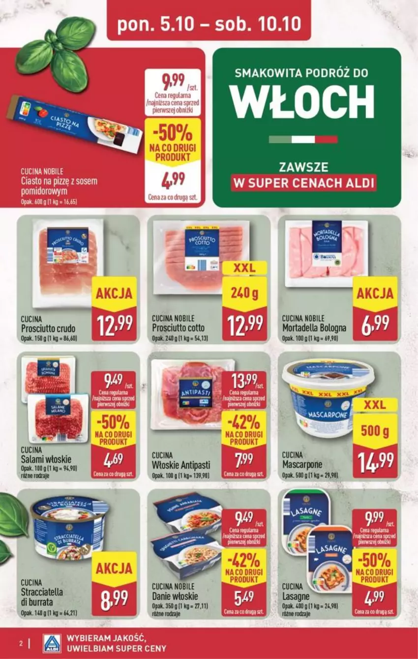Gazetka promocyjna Aldi - Smakowita podróż do Włoch - ważna 05.10 do 10.10.2026 - strona 2 - produkty: Burrata, Dell, Fa, Mascarpone, Mortadella, Prosciutto, Smakowita
