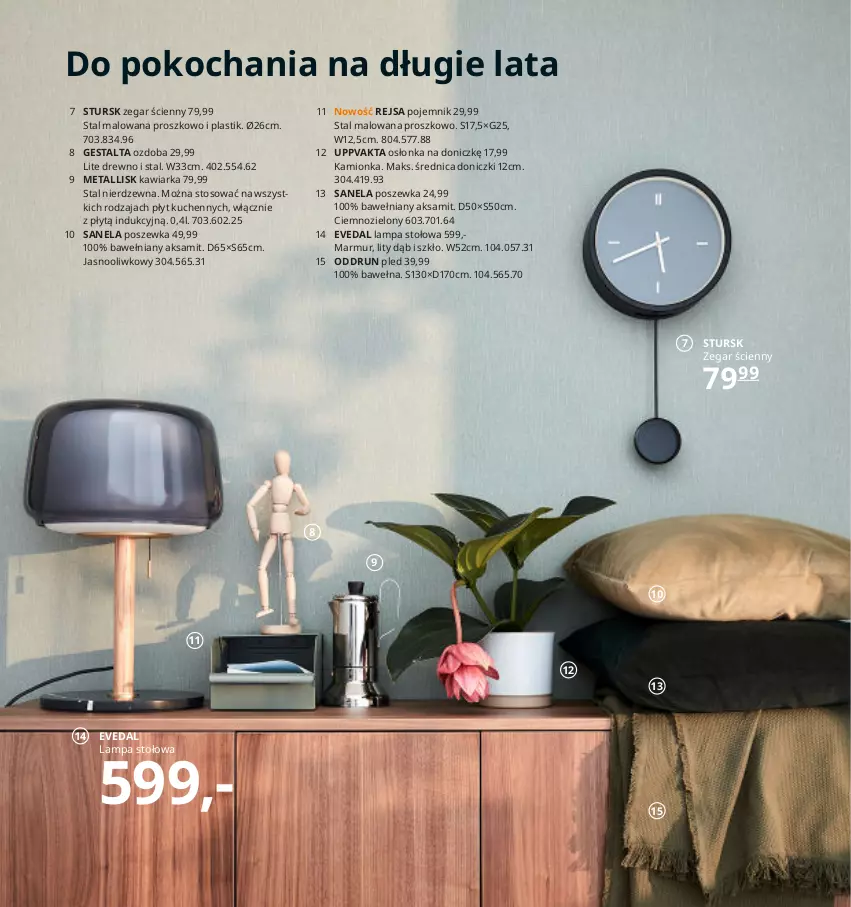 Gazetka promocyjna Ikea - Ikea 2021 - ważna 01.01 do 31.12.2021 - strona 107 - produkty: Aksam, Kawiarka, Koc, Lampa, Lampa stołowa, Osłonka, Ozdoba, Pled, Pojemnik, Poszewka, Wełna, Zegar