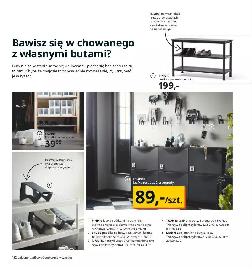 Gazetka promocyjna Ikea - Ikea 2021 - ważna 01.01 do 31.12.2021 - strona 182 - produkty: Buty, Drzwi, Haczyk, Płyta, Pojemnik, Pojemnik na buty, Półka, Por, Szafka, Szafka na buty