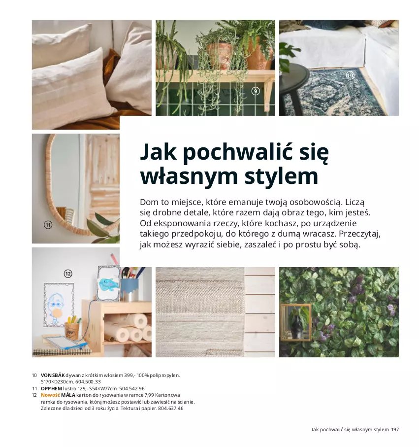 Gazetka promocyjna Ikea - Ikea 2021 - ważna 01.01 do 31.12.2021 - strona 197 - produkty: Dywan, Dzieci, Koc, Lustro, Obraz, Papier, Ramka, Szal