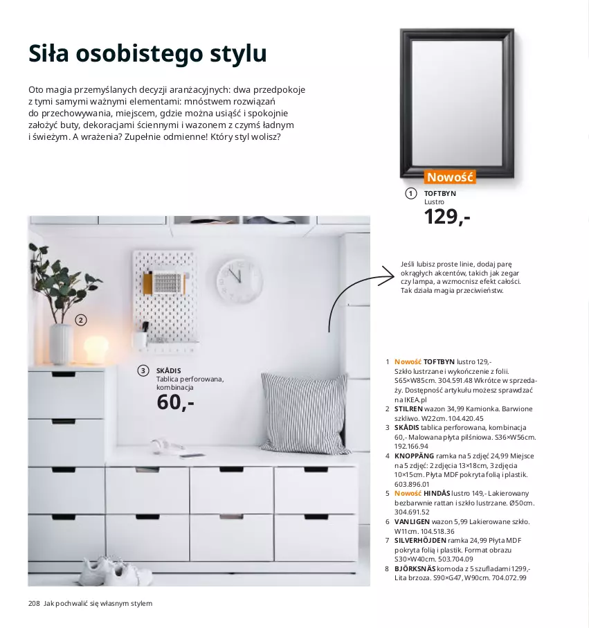 Gazetka promocyjna Ikea - Ikea 2021 - ważna 01.01 do 31.12.2021 - strona 208 - produkty: Buty, Komoda, Lakier, Lampa, Lustro, Moda, Obraz, Płyta, Ramka, Wazon, Zegar