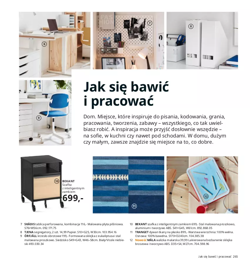 Gazetka promocyjna Ikea - Ikea 2021 - ważna 01.01 do 31.12.2021 - strona 265 - produkty: Dywan, Gra, Intel, Klej, Krzesło, Krzesło obrotowe, Lakier, Papier, Płyta, Siedzisko, Szafka, Tran, Walizka, Wełna