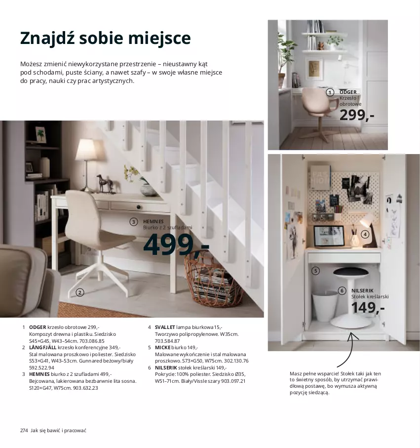 Gazetka promocyjna Ikea - Ikea 2021 - ważna 01.01 do 31.12.2021 - strona 274 - produkty: Biurko, Hemnes, Krzesło, Krzesło konferencyjne, Krzesło obrotowe, Lakier, Lampa, Lampa biurkowa, Mus, Ser, Siedzisko, Sos, Stołek