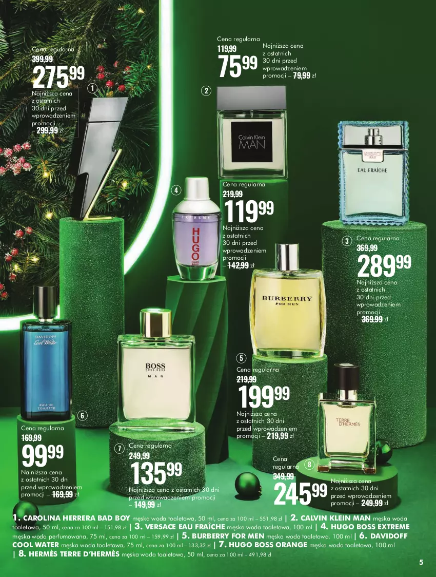 Gazetka promocyjna Super Pharm - ważna 02.12 do 24.12.2024 - strona 5 - produkty: Burberry, Calvin Klein, Carolina Herrera, Davidoff, Hugo Boss, Perfum, Versace, Woda, Woda perfumowana, Woda toaletowa