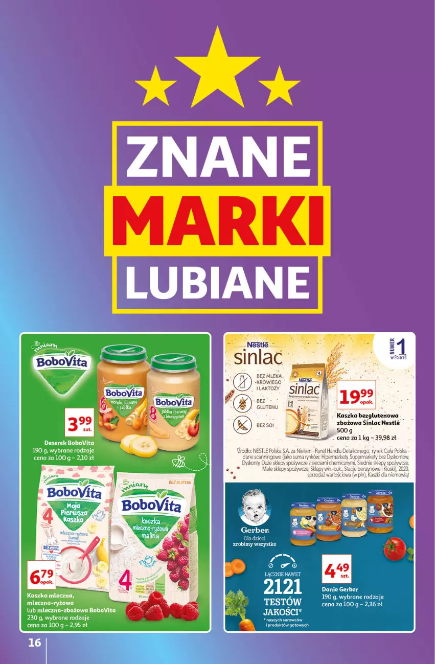 Gazetka promocyjna Auchan - Gazetka Znane Lubiane Marki Hipermarkety - ważna 08.09 do 14.09.2022 - strona 16 - produkty: BoboVita, Deser, Ser, Serek, Sinlac