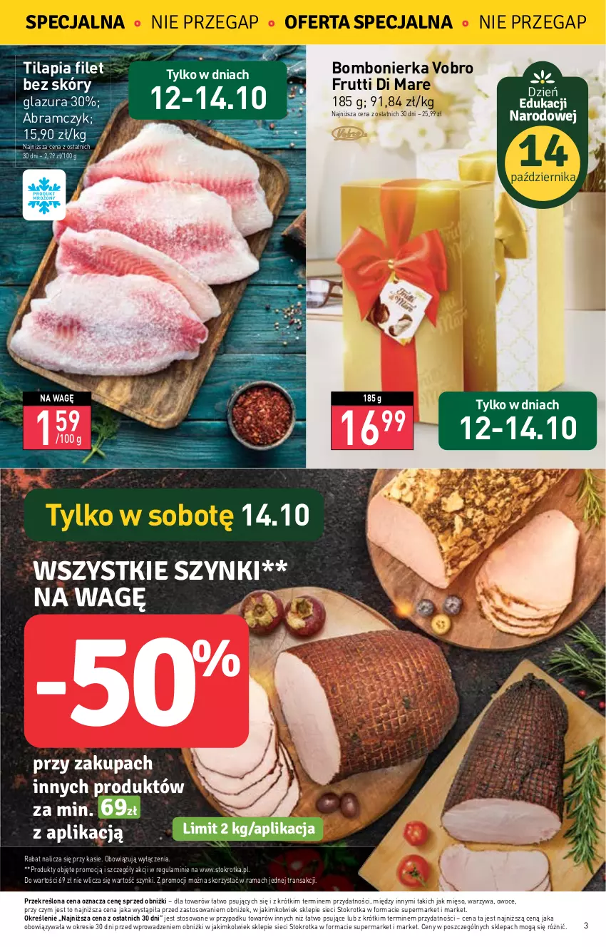 Gazetka promocyjna Stokrotka - Supermarket - ważna 12.10 do 18.10.2023 - strona 3 - produkty: Glazura, Lazur, Mięso, Owoce, Rama, Tilapia, Tran, Warzywa