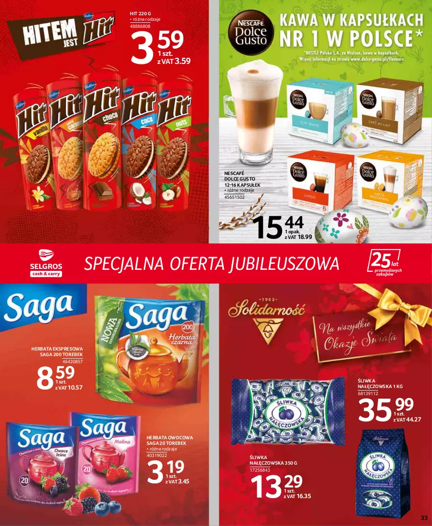 Gazetka promocyjna Selgros - Extra Oferta - ważna 01.03 do 31.03.2022 - strona 33 - produkty: Dolce Gusto, Herbata, Herbata owocowa, Nescafé, Saga