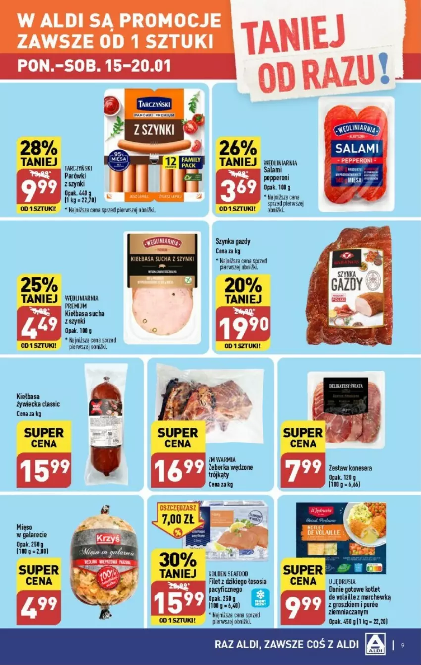 Gazetka promocyjna Aldi - ważna 15.01 do 21.01.2024 - strona 37 - produkty: Danie gotowe, Gala, Kiełbasa, Kotlet, Mięso, Parówki, Por, Pur, Sos, Szynka