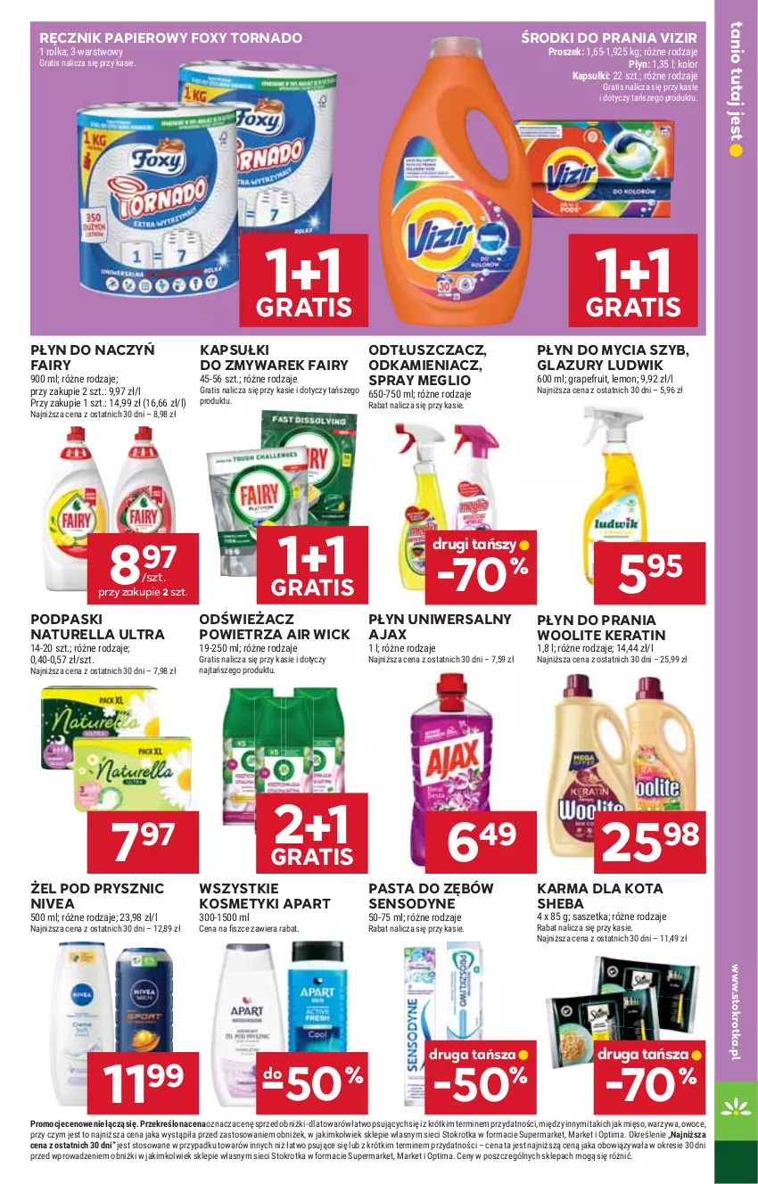 Gazetka promocyjna Stokrotka - Market - ważna 14.05 do 20.05.2026 - strona 31 - produkty: Air Wick, Ajax, Fa, Fairy, Foxy, Gra, Lazur, Ludwik, Mięso, Naturell, Naturella, Nivea, Odkamieniacz, Odświeżacz powietrza, Odtłuszczacz, Optima, Owoce, Papier, Pasta do zębów, Płyn do mycia, Płyn do prania, Podpaski, Ręcznik, Sensodyne, Sheba, Vizir, Warzywa, Woolite