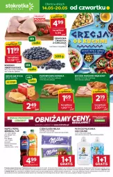 Gazetka promocyjna Stokrotka - Market - Gazetka - ważna od 20.05 do 20.05.2026 - strona 1 - produkty: Kurczak, Warzywa, Ser, Gra, Coccolino, Mirinda, Pepsi, Optima, Płyn do płukania, Czekolada, Edam, Boczek, Owoce, Napój, Mięso, Milka, NOWAK