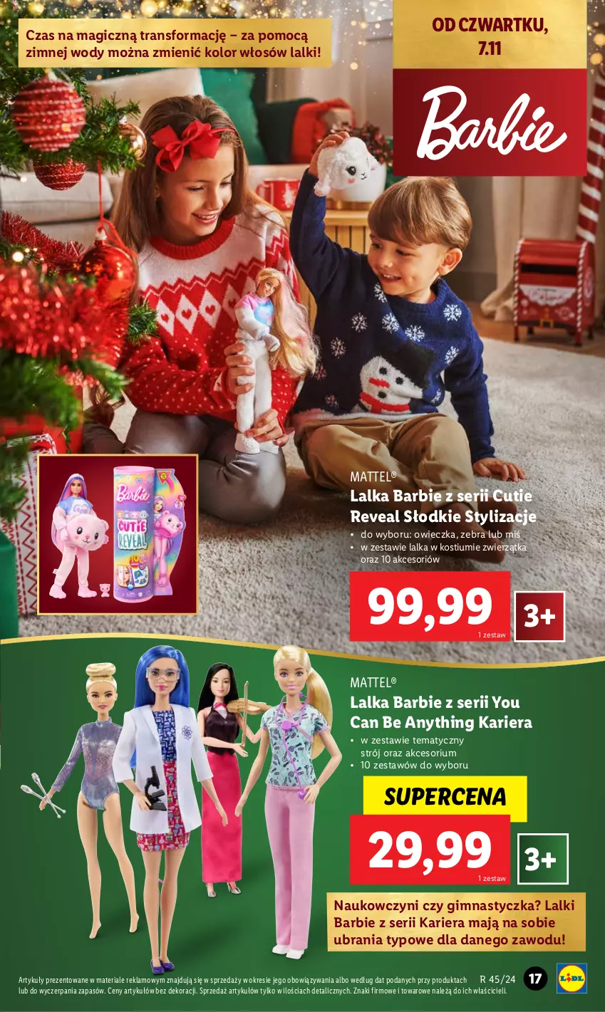 Gazetka promocyjna Lidl - KATALOG ZABAWKI - ważna 02.11 do 24.12.2024 - strona 17 - produkty: Barbie, Kostium, Lalka, Mattel, Ser, Tran, Ubrania