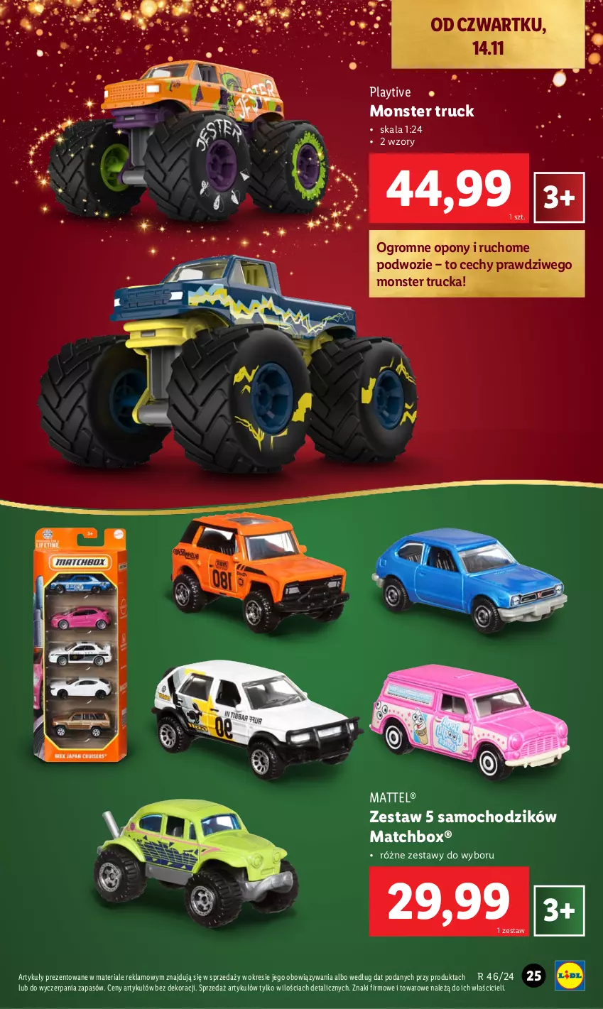 Gazetka promocyjna Lidl - KATALOG ZABAWKI - ważna 02.11 do 24.12.2024 - strona 25 - produkty: Chodzik, Mattel, Monster truck, Opony