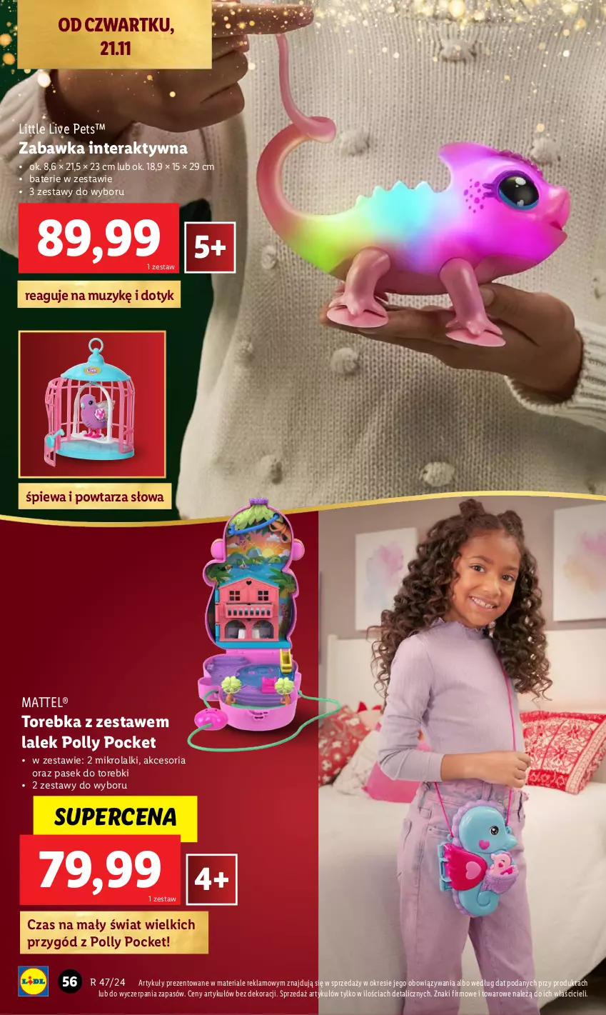 Gazetka promocyjna Lidl - KATALOG ZABAWKI - ważna 02.11 do 24.12.2024 - strona 56 - produkty: Mattel, Pasek, Polly Pocket, Tera, Torebka, Zabawka