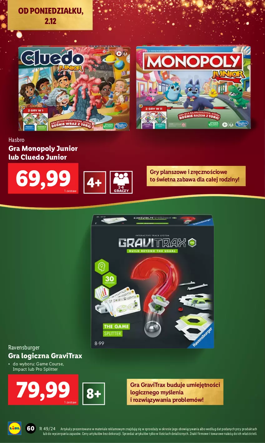 Gazetka promocyjna Lidl - KATALOG ZABAWKI - ważna 02.11 do 24.12.2024 - strona 60 - produkty: Burger, Gra, Gravitrax, Gry, Hasbro, Monopoly, Ravensburger