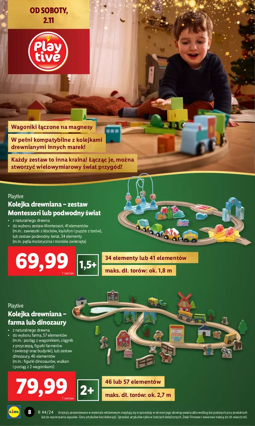 Gazetka promocyjna Lidl - KATALOG ZABAWKI - ważna 02.11 do 24.12.2024 - strona 8 - produkty: Dinozaur, Fa, Kolejka, Monte, Olej, Pociąg, Puzzle, Zawieszki, Zwierzęta