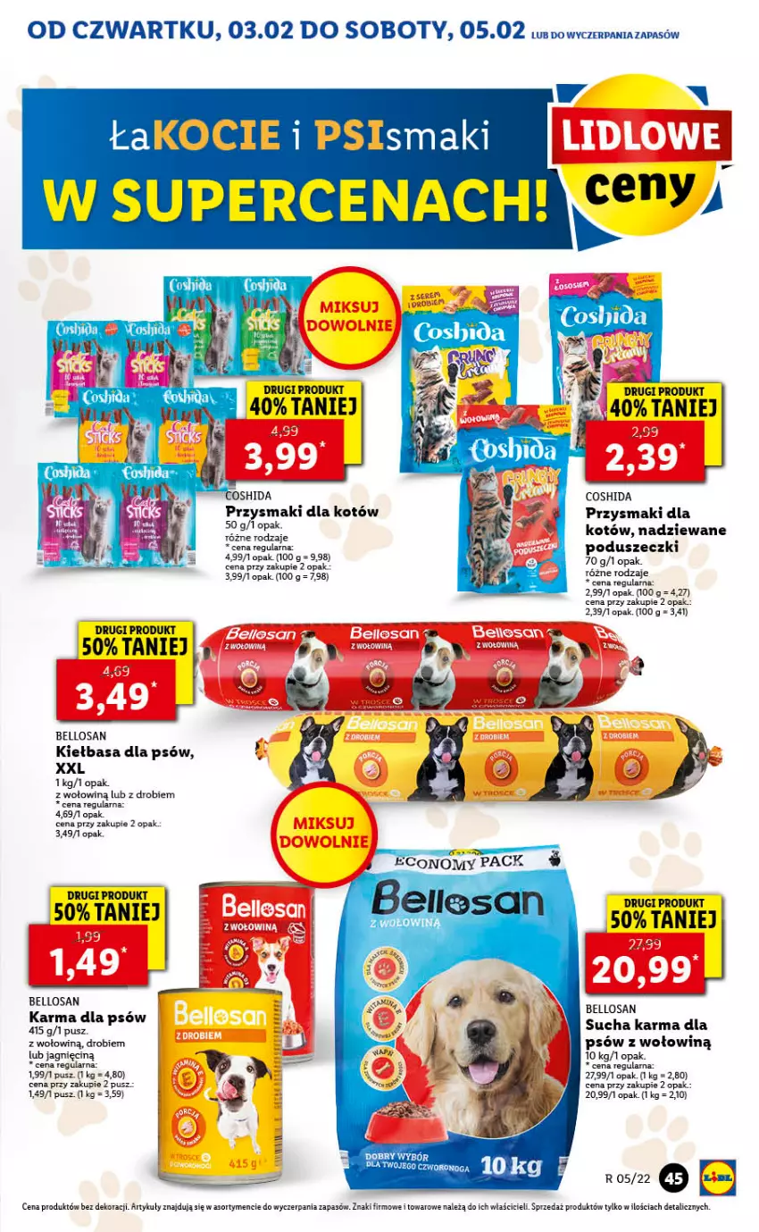 Gazetka promocyjna Lidl - GAZETKA - ważna 03.02 do 05.02.2022 - strona 45 - produkty: Bell, Kiełbasa, Koc, Przysmaki, Sucha karma, Top