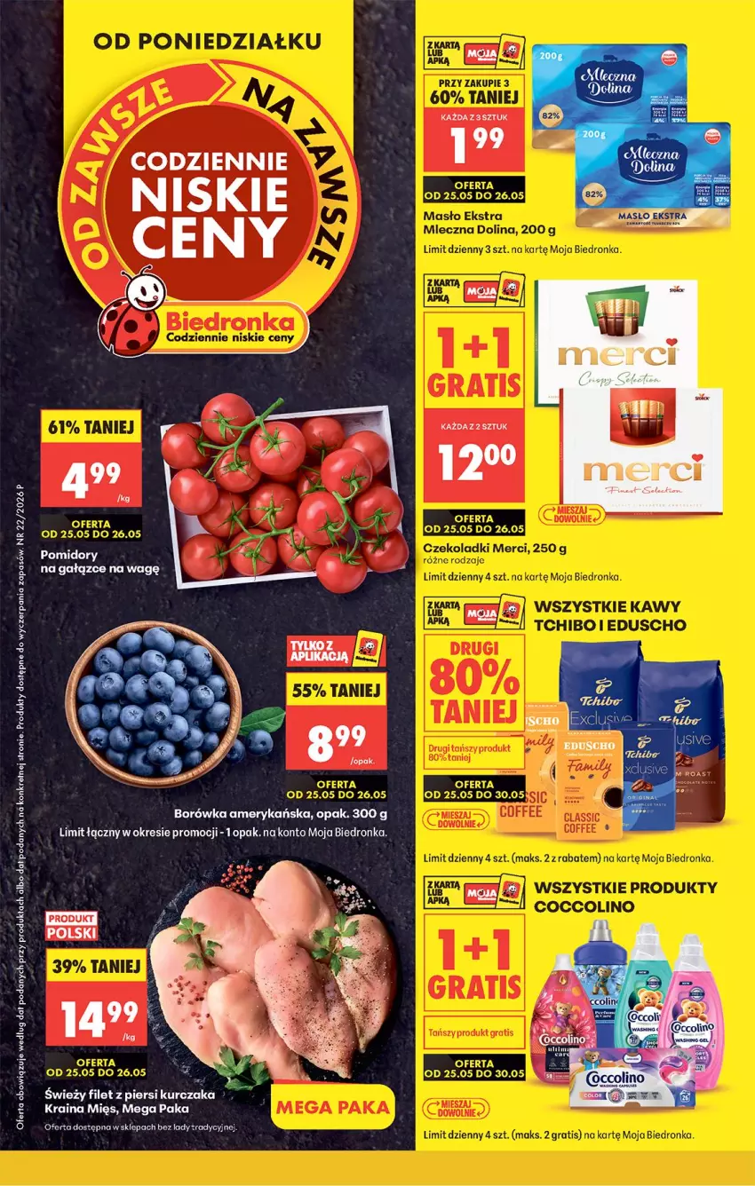 Gazetka promocyjna Biedronka - Od Poniedziałku - ważna 25.05 do 30.05.2026 - strona 1 - produkty: Borówka, Borówka amerykańska, Fa, Kret, Pomidory, Rama