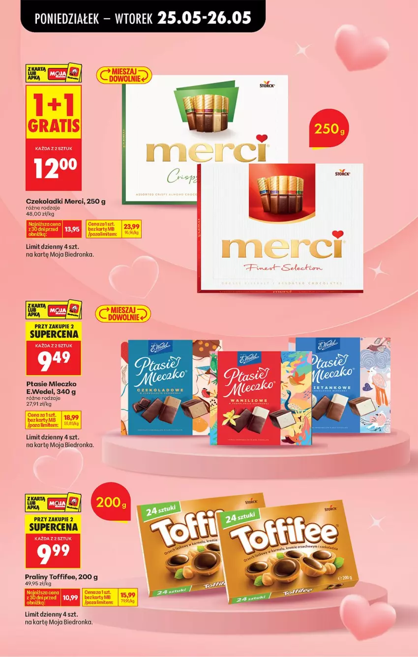 Gazetka promocyjna Biedronka - Od Poniedziałku - ważna 25.05 do 30.05.2026 - strona 19 - produkty: Merci, Mleczko, Praliny, Ptasie mleczko, Toffifee