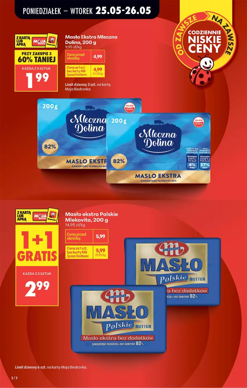 Gazetka promocyjna Biedronka - Od Poniedziałku - ważna 25.05 do 30.05.2026 - strona 2 - produkty: Masło, Mleko, Mlekovita