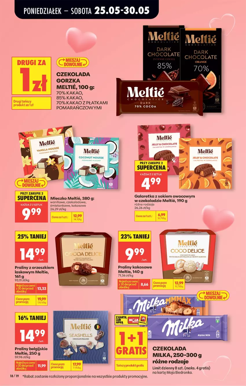 Gazetka promocyjna Biedronka - Od Poniedziałku - ważna 25.05 do 30.05.2026 - strona 20 - produkty: Czekolada, Czekolada gorzka, Gala, Galaretka, Gra, Kakao, Kokos, LG, Milka, Orzeszki, Por, Praliny, Sok