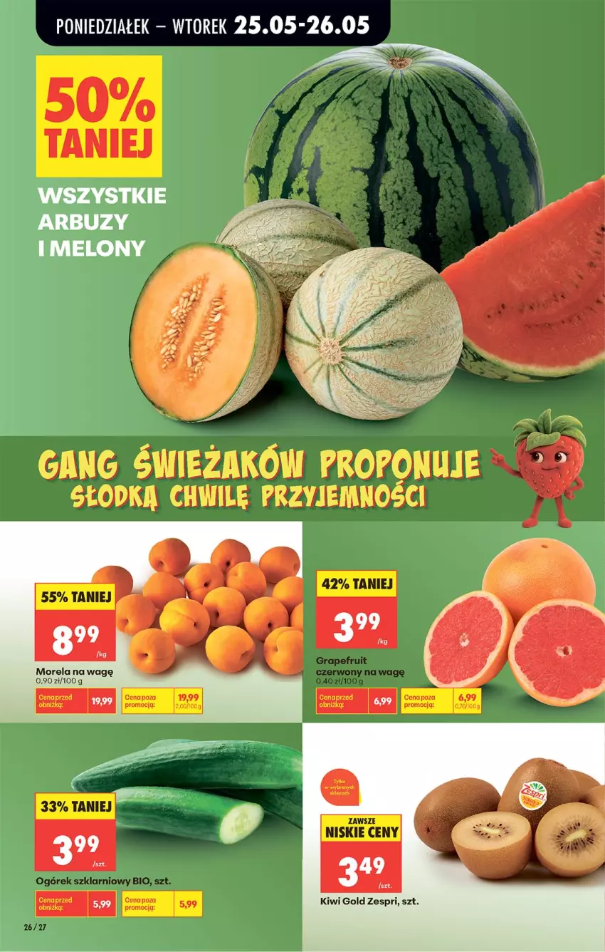 Gazetka promocyjna Biedronka - Od Poniedziałku - ważna 25.05 do 30.05.2026 - strona 28 - produkty: Arbuz, Kiwi, Melon, Morela
