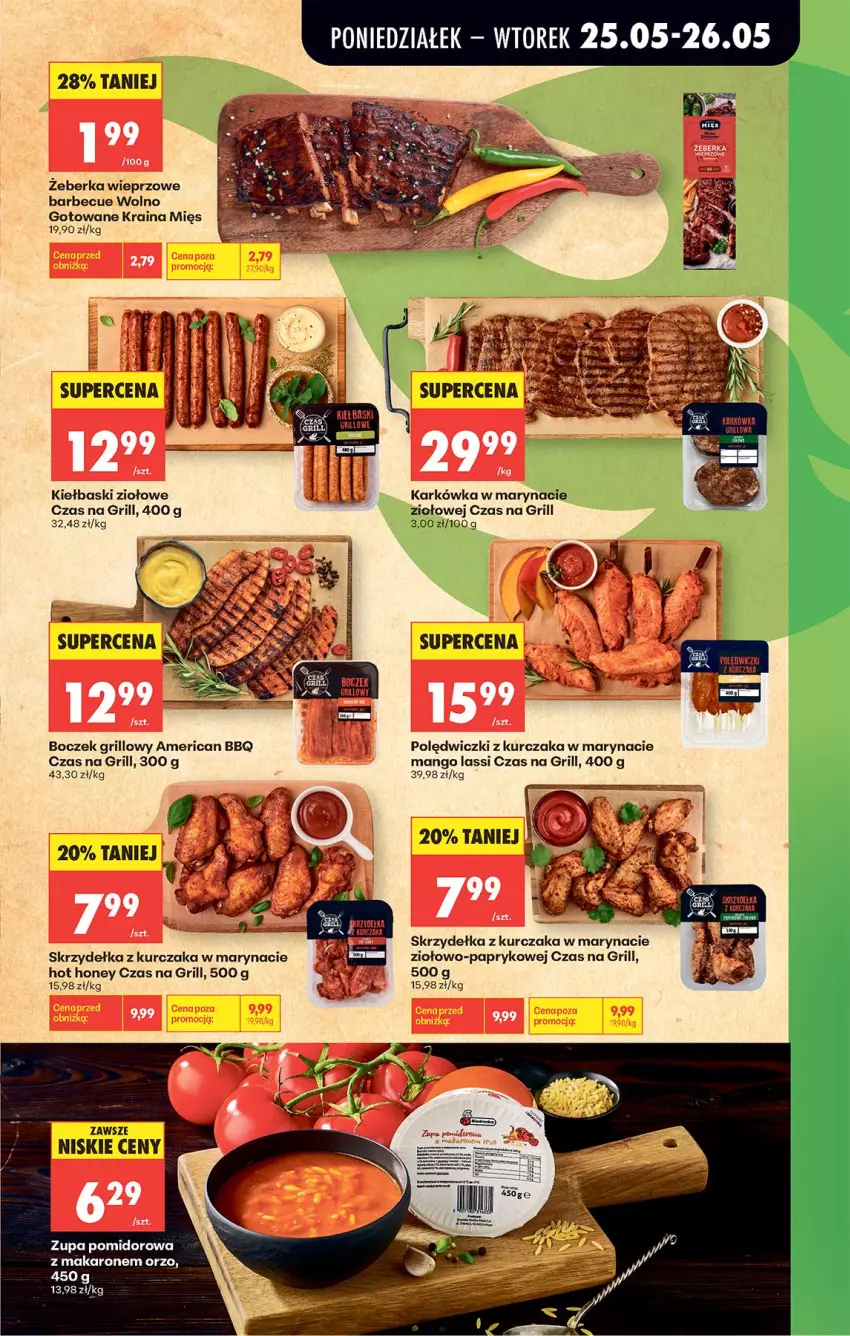 Gazetka promocyjna Biedronka - Od Poniedziałku - ważna 25.05 do 30.05.2026 - strona 33 - produkty: Boczek, Grill, Kurczak, Makaron, Mango, Polędwiczki z kurczaka, Skrzydełka z kurczaka, Zupa, Zupa pomidorowa