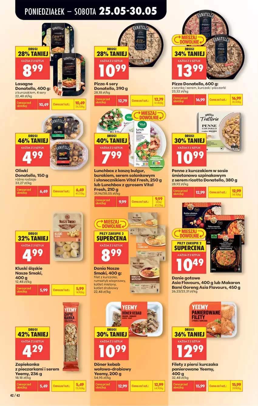 Gazetka promocyjna Biedronka - Od Poniedziałku - ważna 25.05 do 30.05.2026 - strona 44 - produkty: Bulgur, Buraki, Danie gotowe, Gyros, Kebab, Kotlet, Kurczak, Lasagne, LG, Makaron, Oliwki, Penne, Piec, Pieczarka, Pizza, Ricotta, Ser, Solan, Sos, Szpinak, Zapiekanka