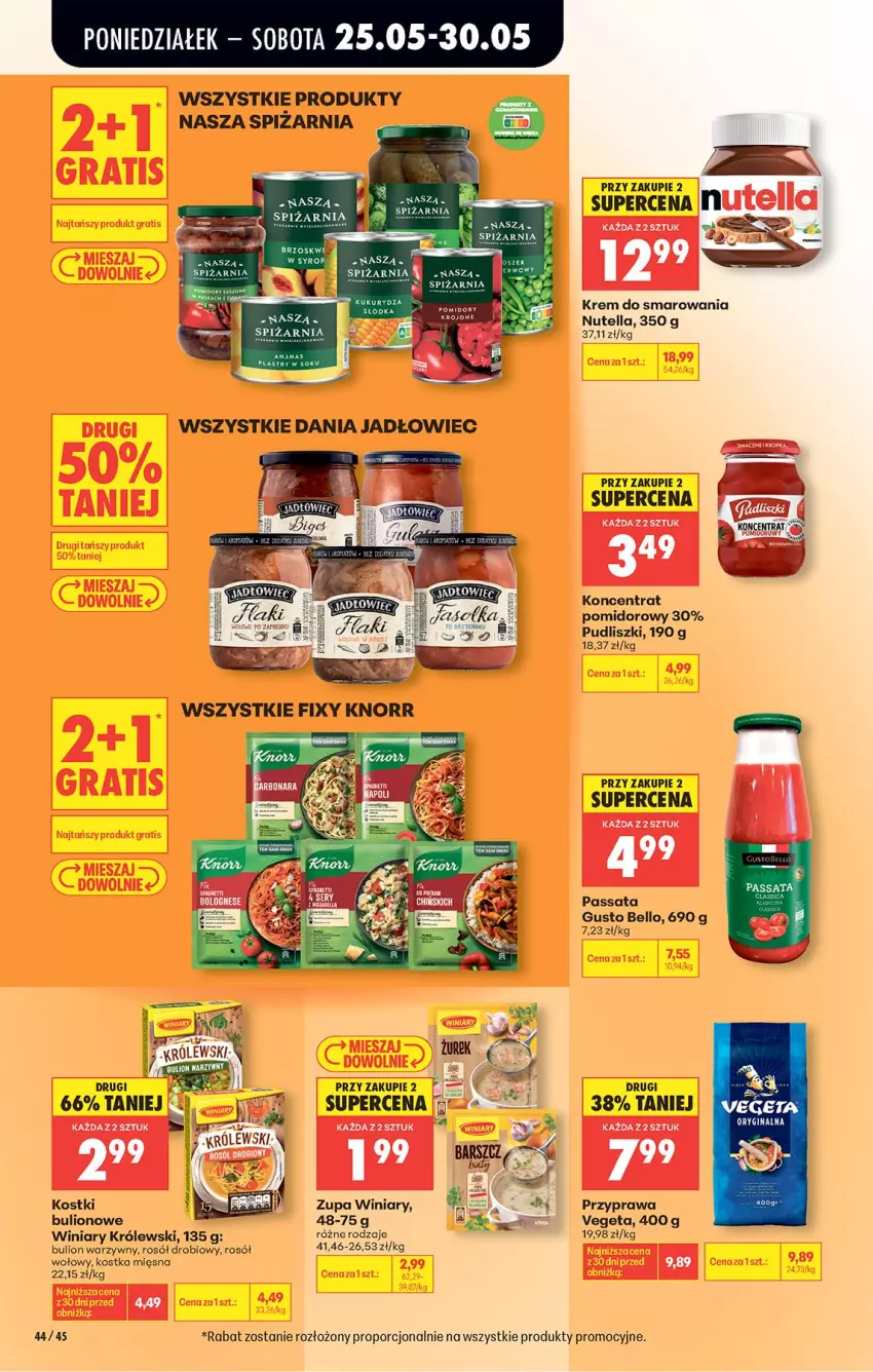 Gazetka promocyjna Biedronka - Od Poniedziałku - ważna 25.05 do 30.05.2026 - strona 46 - produkty: Bell, Bulion, Drób, Gin, Koncentrat pomidorowy, Królewski, Lion, Nutella, Por, Pudliszki, Rosół, Syrop, Vegeta, Winiary, Zupa