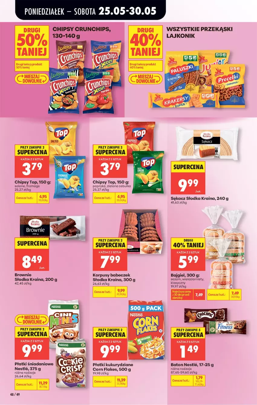 Gazetka promocyjna Biedronka - Od Poniedziałku - ważna 25.05 do 30.05.2026 - strona 50 - produkty: Baton, Brownie, Chipsy, Corn flakes, Crunchips, Danio, Korpusy, Lajkonik, LG, Papryka, Sękacz, Sezam, Top