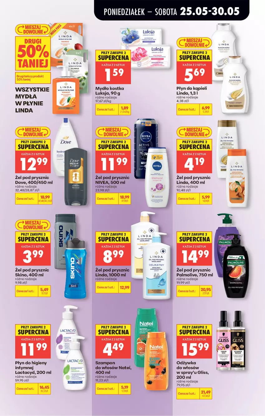 Gazetka promocyjna Biedronka - Od Poniedziałku - ważna 25.05 do 30.05.2026 - strona 57 - produkty: Dove, Fa, Lactacyd, Luksja, Mydło, Nivea, Odzywka do włosów, Palmolive, Płyn do higieny intymnej, Szampon, Tefal