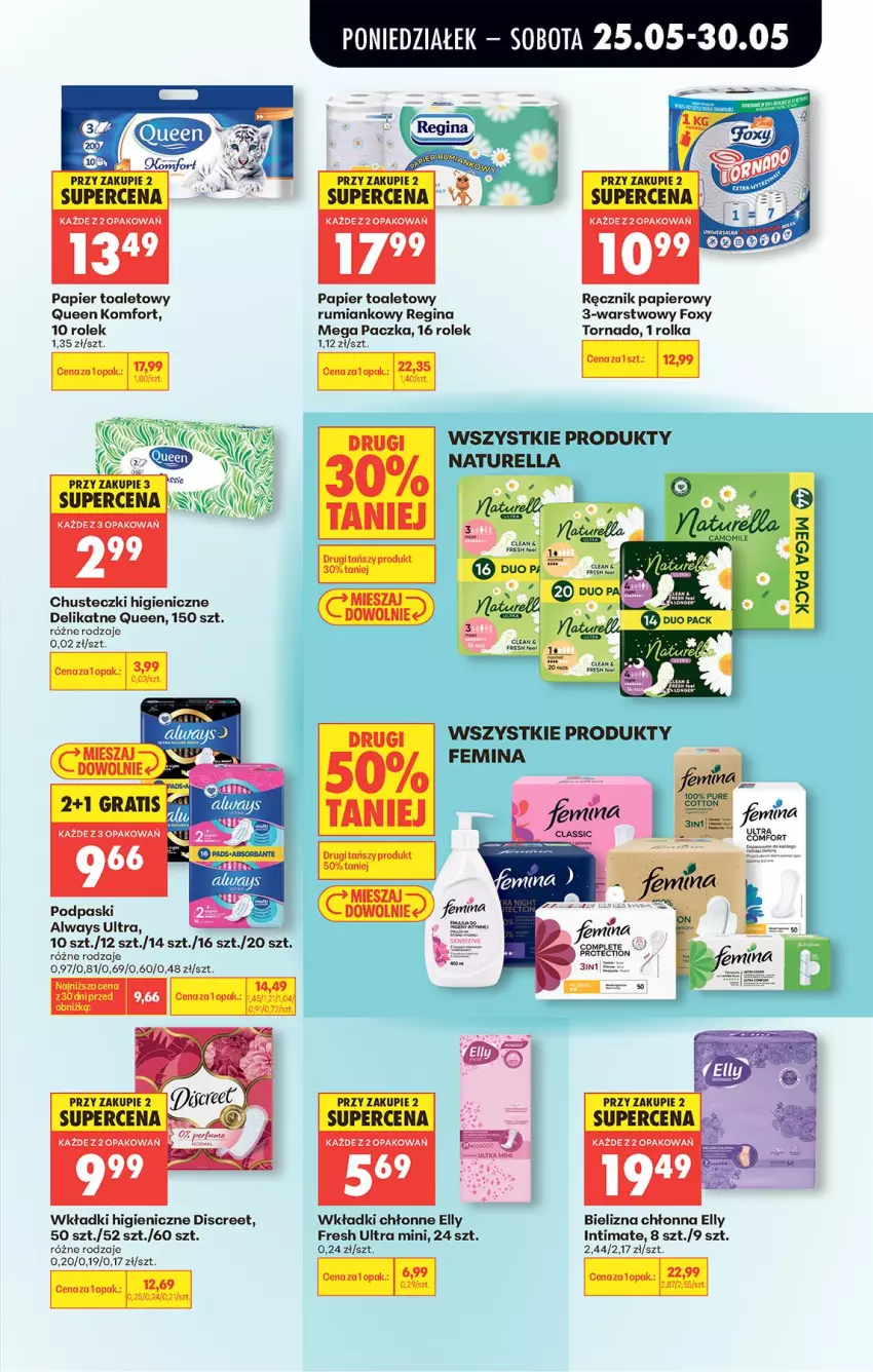 Gazetka promocyjna Biedronka - Od Poniedziałku - ważna 25.05 do 30.05.2026 - strona 59 - produkty: Always, Always Ultra, Bielizna, Chusteczki, Discreet, Foxy, Gin, Naturell, Naturella, Papier, Papier toaletowy, Podpaski, Ręcznik, Rum, Wkładki