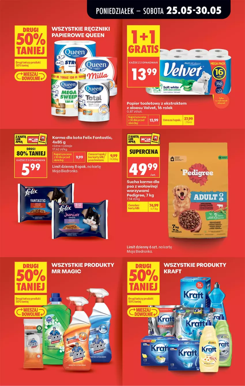 Gazetka promocyjna Biedronka - Od Poniedziałku - ważna 25.05 do 30.05.2026 - strona 65 - produkty: Fa, Fanta, Felix, Papier, Papier toaletowy, Pedigree, Ręcznik, Ręczniki papierowe, Sucha karma, Velvet, Warzywa