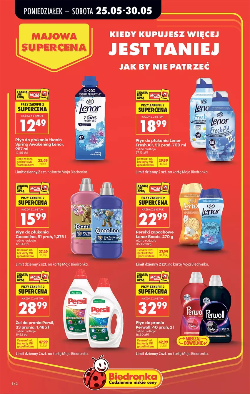 Gazetka promocyjna Biedronka - Od Poniedziałku - ważna 25.05 do 30.05.2026 - strona 82 - produkty: Coccolino, Lenor, Perełki zapachowe, Persil, Perwoll, Płyn do płukania, Płyn do prania