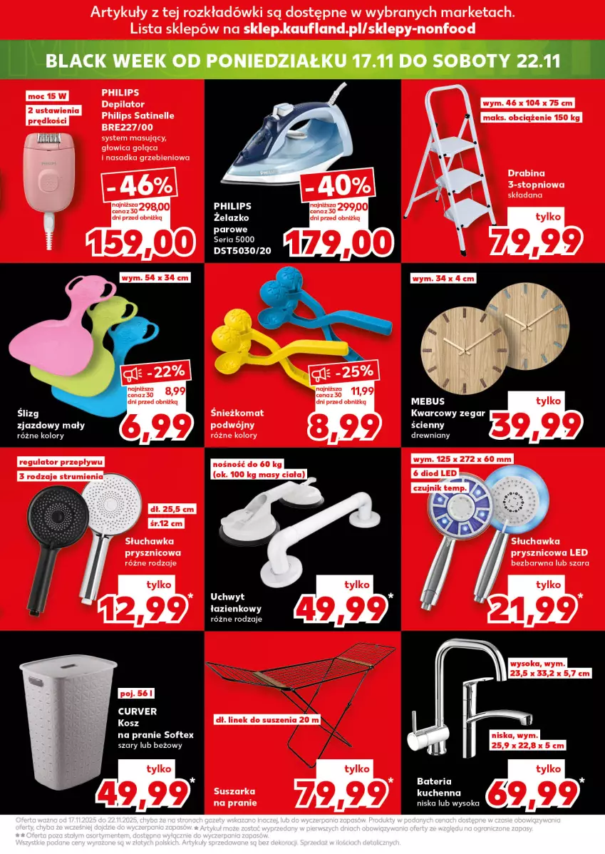 Gazetka promocyjna Kaufland - Kaufland - ważna 13.11 do 19.11.2025 - strona 15 - produkty: Bateria, Depilator, Kosz, Lack, Maska, Philips, Rum, Sati, Ser, Słuchawka prysznicowa, Sok, Top