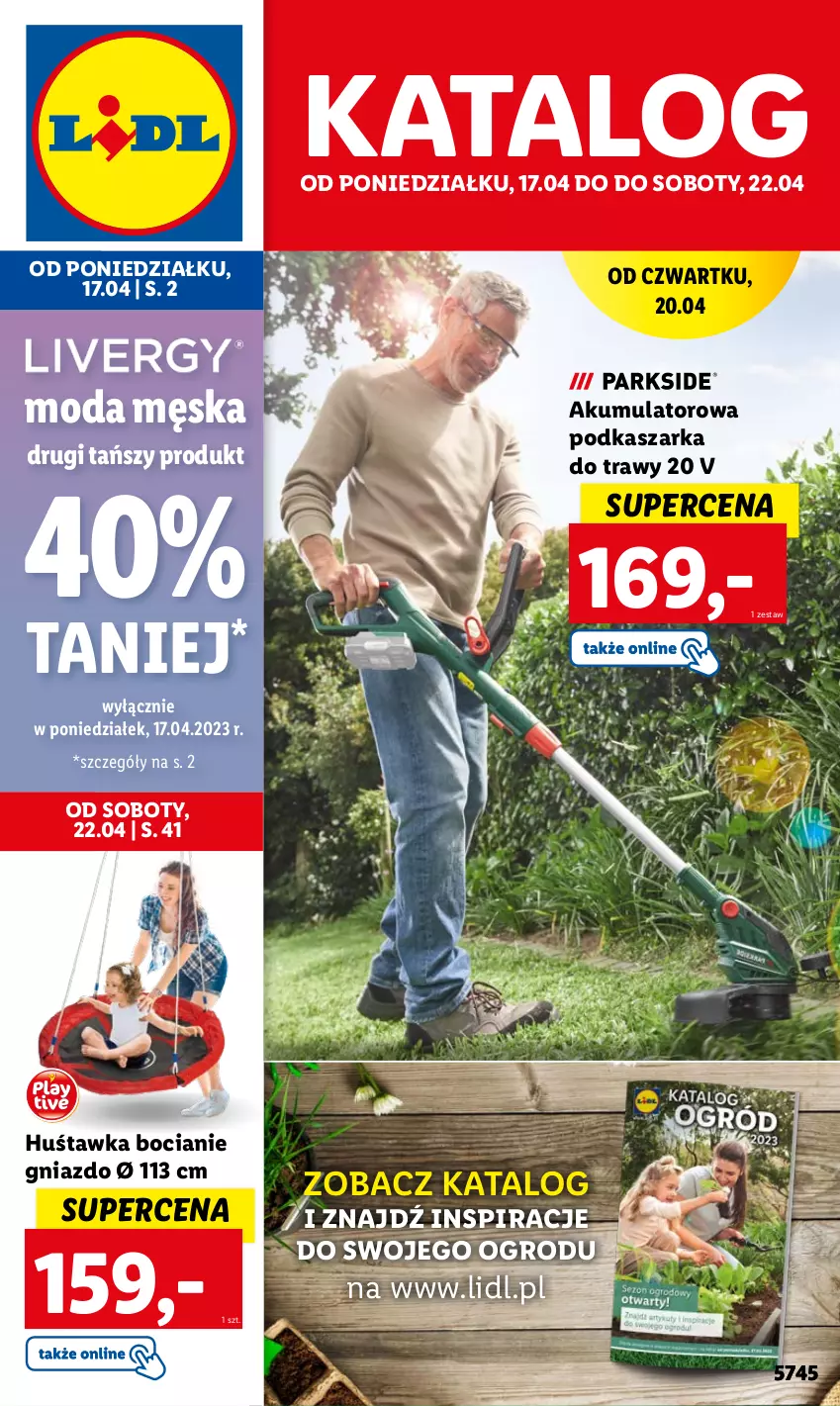 Gazetka promocyjna Lidl - GAZETKA - ważna 17.04 do 22.04.2023 - strona 1 - produkty: Akumulator, Huśtawka, Kasza, Moda