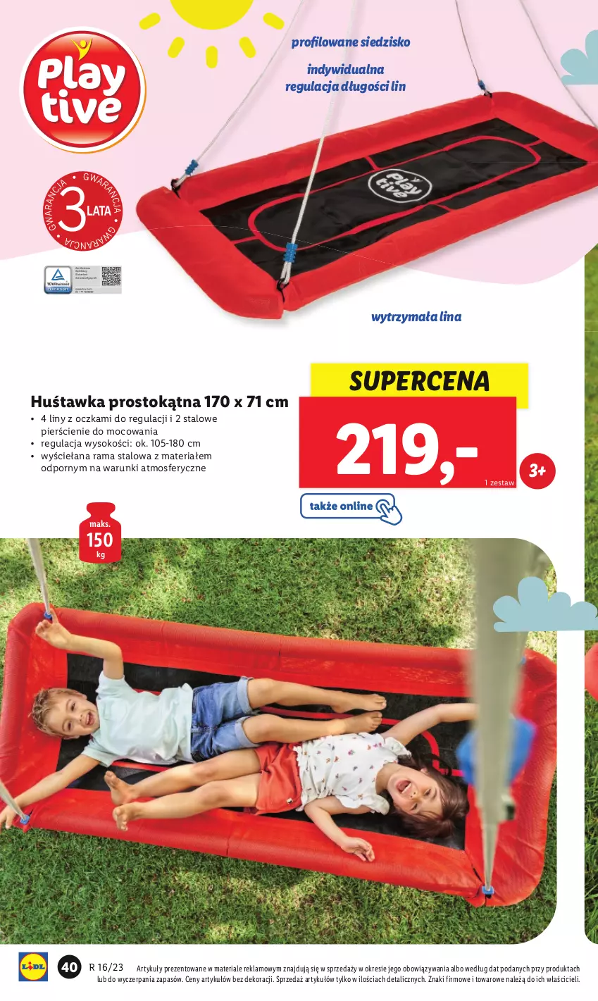 Gazetka promocyjna Lidl - GAZETKA - ważna 17.04 do 22.04.2023 - strona 46 - produkty: Huśtawka, Por, Rama, Siedzisko, Sok