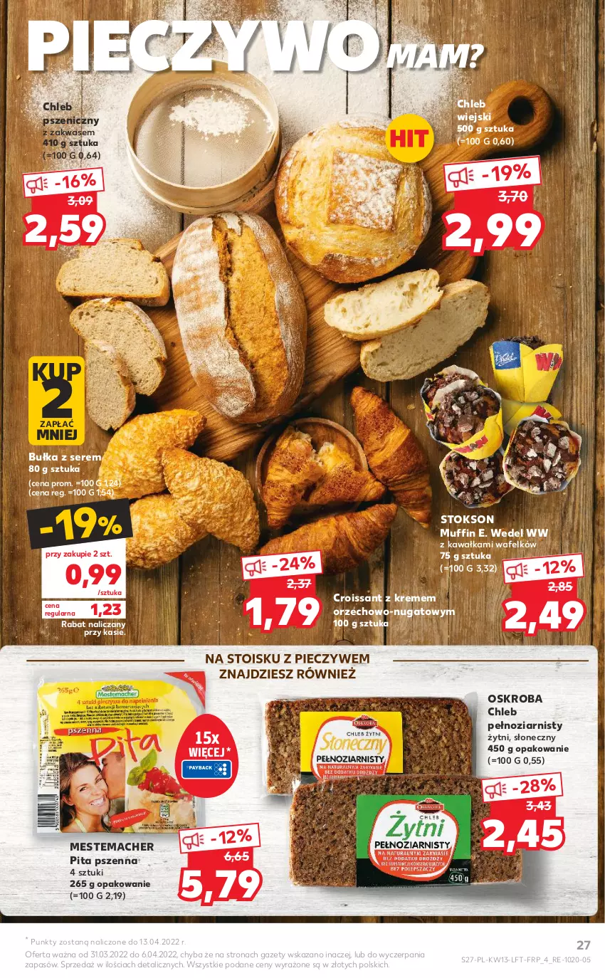 Gazetka promocyjna Kaufland - OFERTA TYGODNIA - ważna 31.03 do 06.04.2022 - strona 27 - produkty: Bułka, Chleb, Croissant, E. Wedel, Kawa, Piec, Pieczywo, Ser