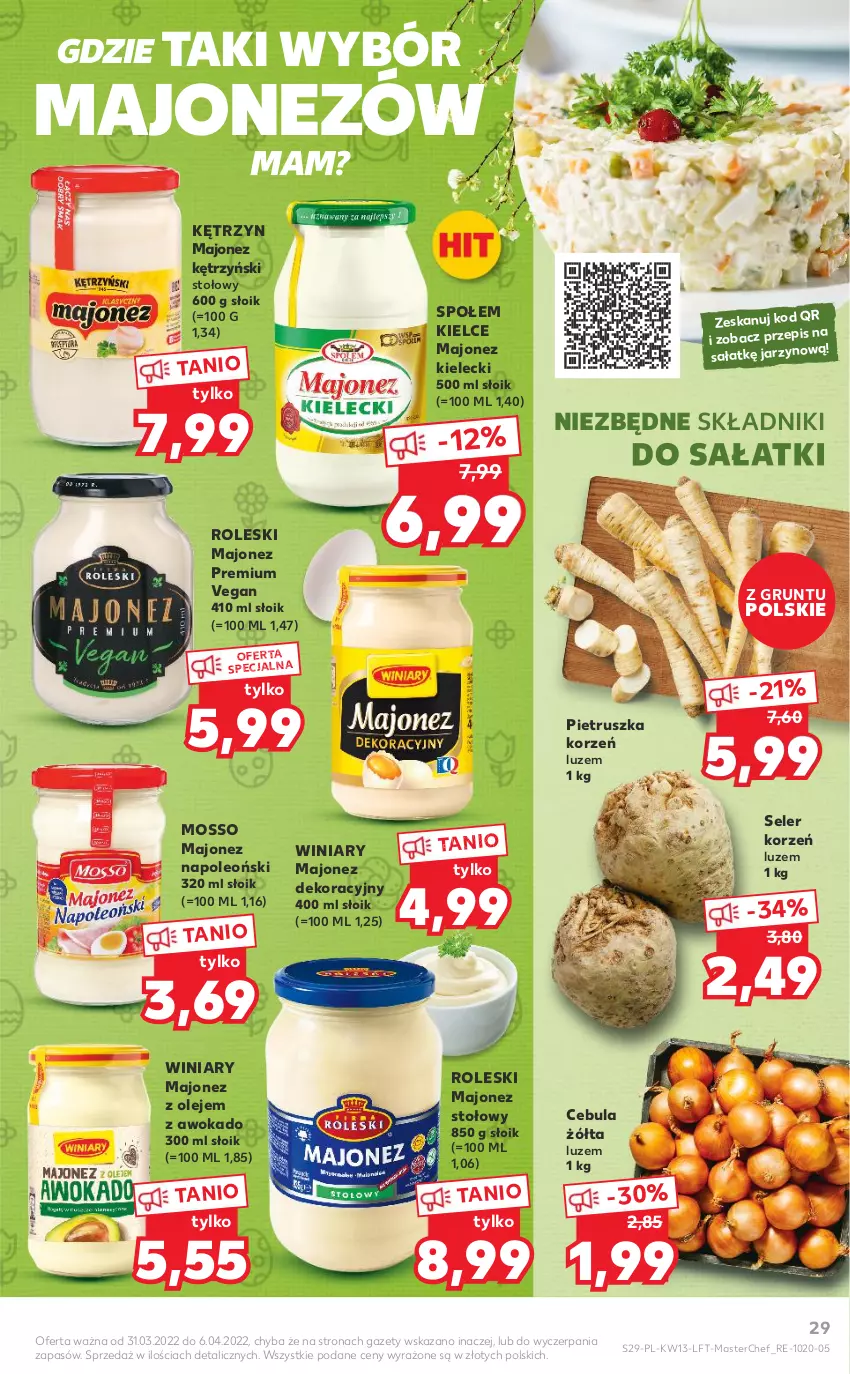 Gazetka promocyjna Kaufland - OFERTA TYGODNIA - ważna 31.03 do 06.04.2022 - strona 29 - produkty: Cebula, Grunt, Majonez, Olej, Oleo, Pietruszka, Sałat, Seler korzeń, Winiary