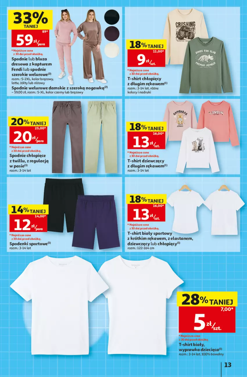 Gazetka promocyjna Auchan - 30 Lat Hipermarket - ważna 27.08 do 02.09.2026 - strona 13 - produkty: Bluza, Bluza dresowa, Dres, Dzieci, Por, Spodnie, Spodnie welurowe, Sport, T-shirt