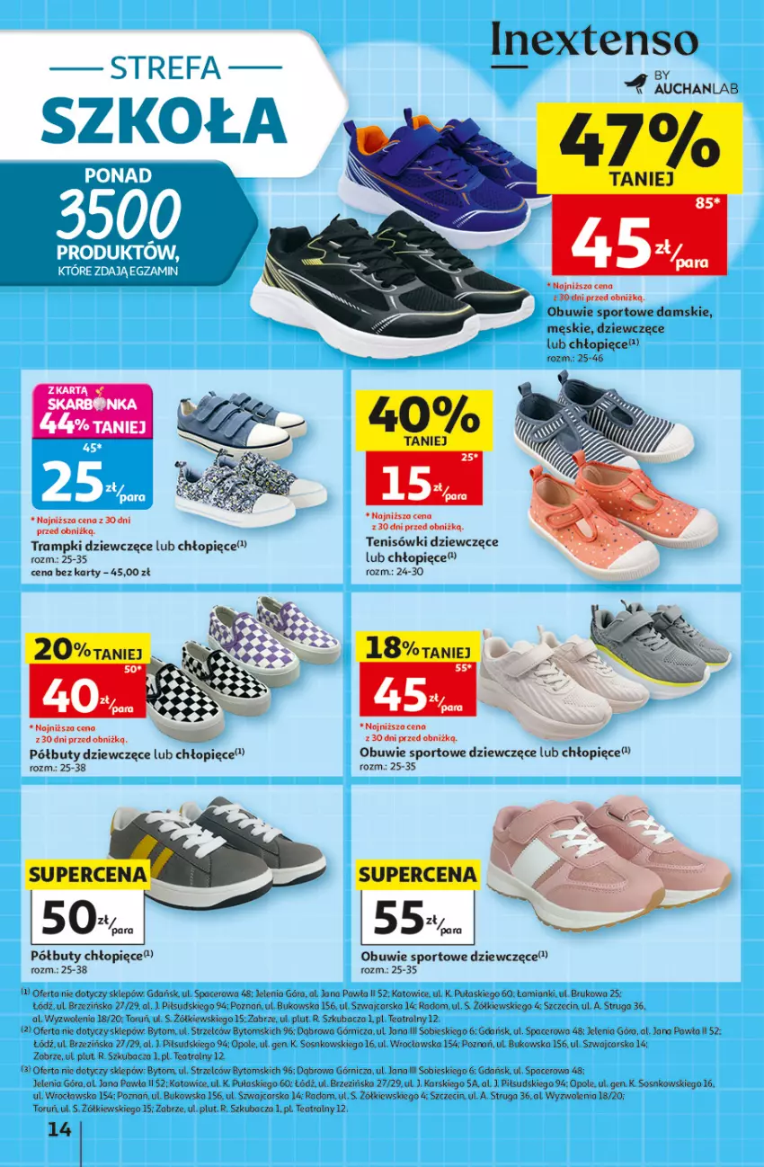 Gazetka promocyjna Auchan - 30 Lat Hipermarket - ważna 27.08 do 02.09.2026 - strona 14 - produkty: Acer, Buty, Cars, Fa, Obuwie, Półbuty, Por, Sos, Sport, Tenisówki, Trampki