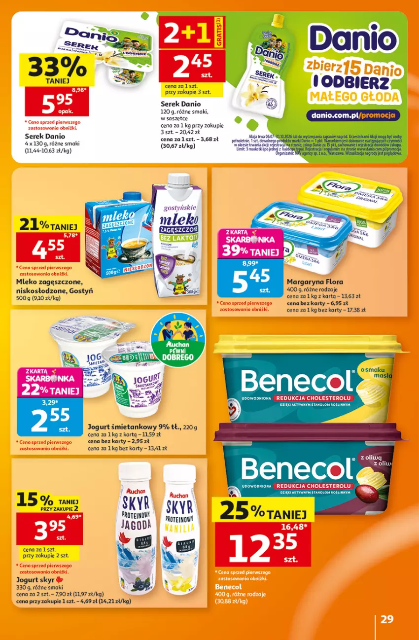 Gazetka promocyjna Auchan - 30 Lat Hipermarket - ważna 27.08 do 02.09.2026 - strona 29 - produkty: Danio, Flora, Jogurt, Margaryna, Mleko, Mleko zagęszczone, Ser, Serek