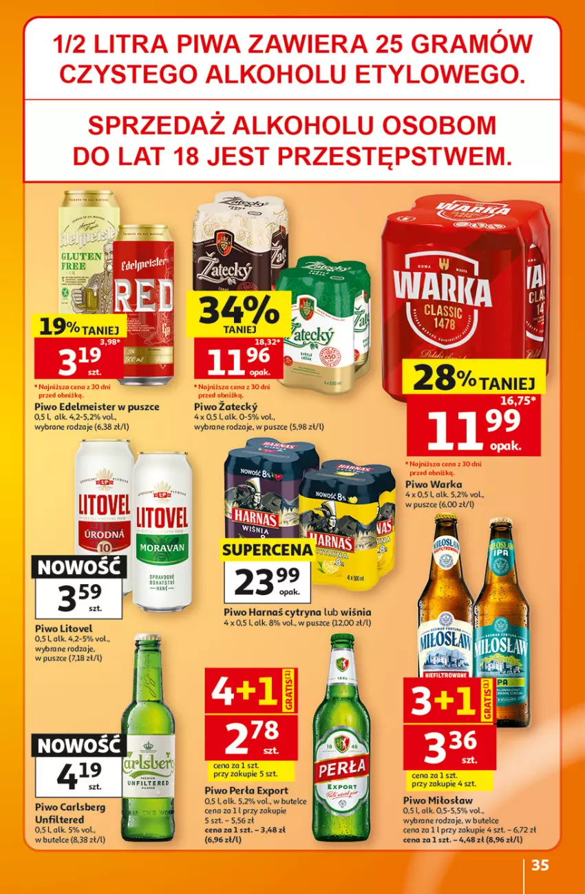 Gazetka promocyjna Auchan - 30 Lat Hipermarket - ważna 27.08 do 02.09.2026 - strona 35 - produkty: Carlsberg, Harnaś, Perła, Piwo, Por, Warka