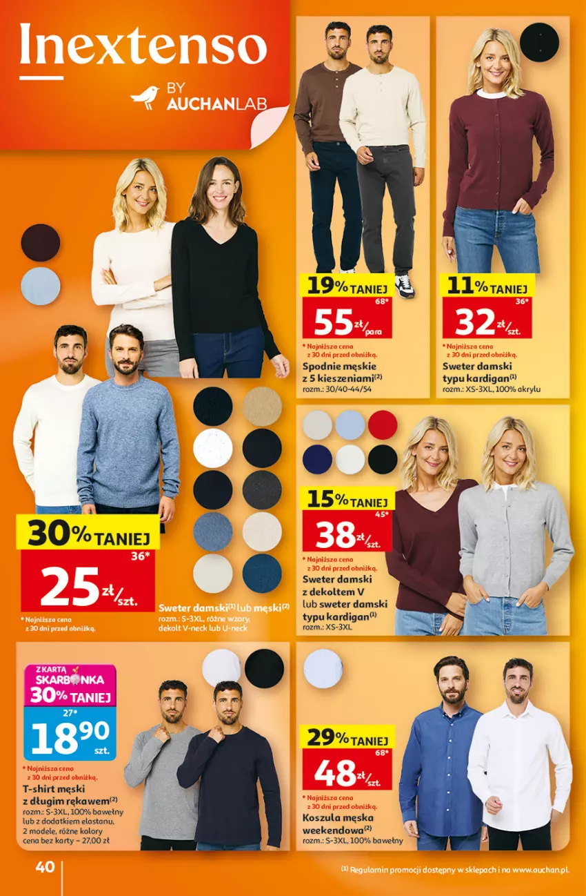 Gazetka promocyjna Auchan - 30 Lat Hipermarket - ważna 27.08 do 02.09.2026 - strona 40 - produkty: Kardigan, Kosz, Koszula, Spodnie, Sweter, T-shirt