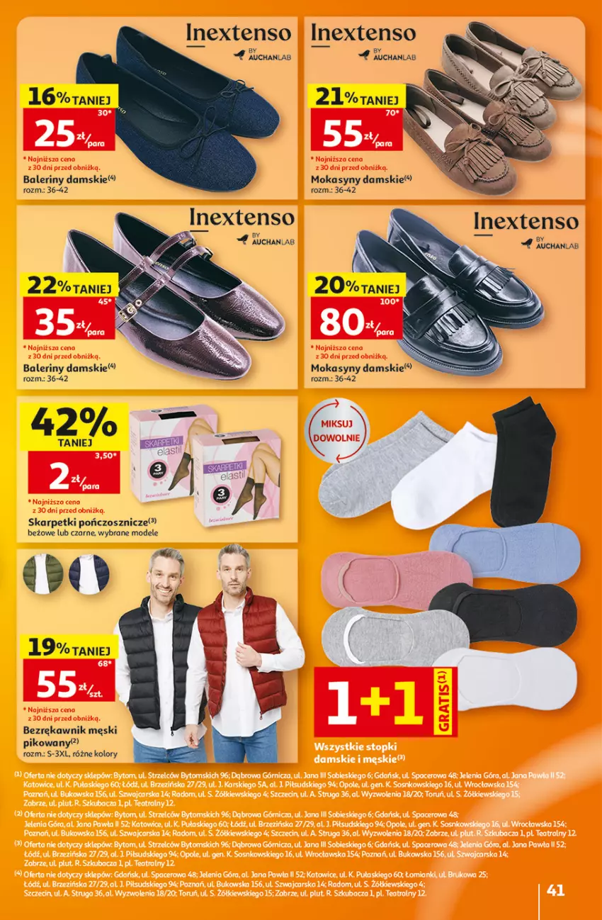 Gazetka promocyjna Auchan - 30 Lat Hipermarket - ważna 27.08 do 02.09.2026 - strona 41 - produkty: Baleriny, Karp, Mokasyny, Skarpetki, Znicz