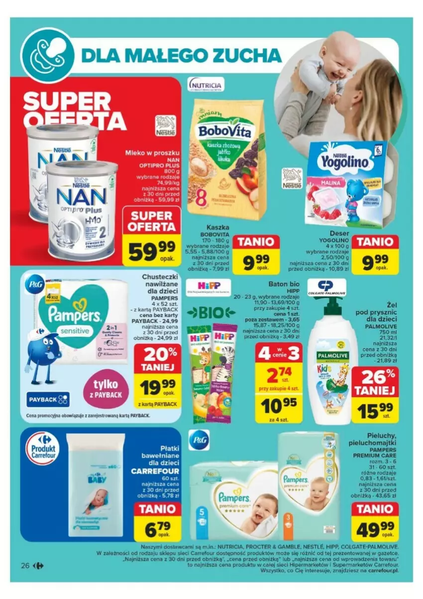 Gazetka promocyjna Carrefour - ważna 25.11 do 30.11.2024 - strona 19 - produkty: Baton, BoboVita, Chusteczki, Colgate, Deser, Dzieci, HiPP, LG, Majtki, Palmolive, Pampers, Pieluchomajtki, Pieluchy, Pizza, Ser